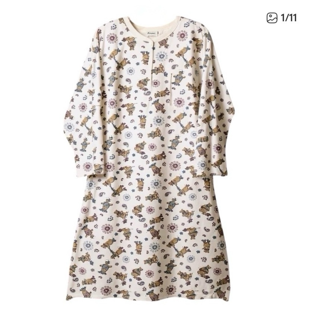 Baxter‎ & Wells Teddy Bear Nightgown 2X Plus Size Cozy Flannel Cottagecore